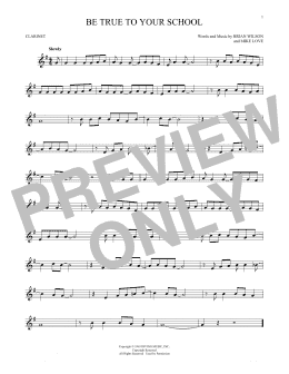 page one of Be True To Your School (Clarinet Solo)