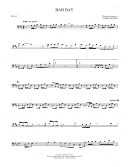 page one of Bad Day (Cello Solo)