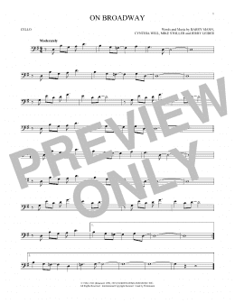 page one of On Broadway (Cello Solo)