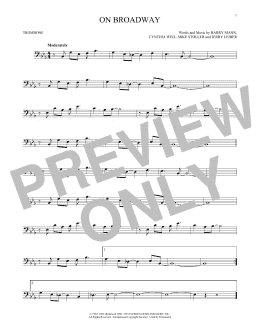 page one of On Broadway (Trombone Solo)