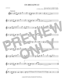 page one of On Broadway (Alto Sax Solo)