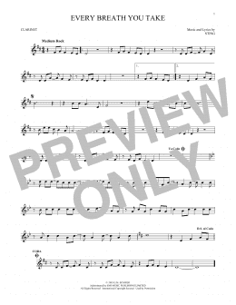 page one of Every Breath You Take (Clarinet Solo)