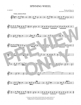 page one of Spinning Wheel (Clarinet Solo)