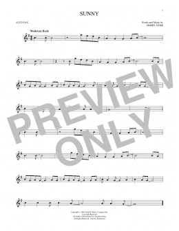 page one of Sunny (Alto Sax Solo)