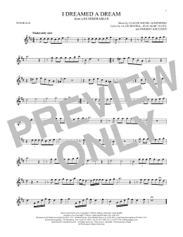 page one of I Dreamed A Dream (Tenor Sax Solo)