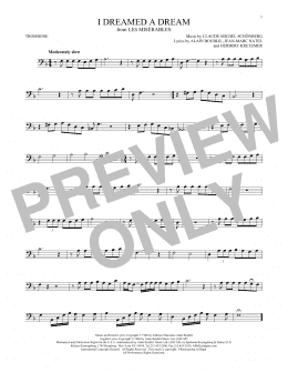 page one of I Dreamed A Dream (Trombone Solo)