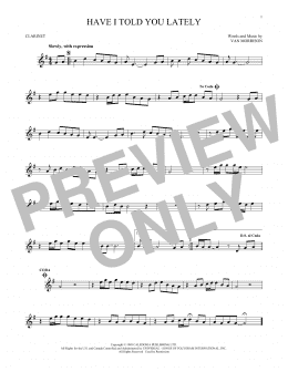 page one of Have I Told You Lately (Clarinet Solo)