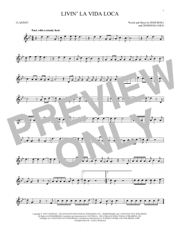 page one of Livin' La Vida Loca (Clarinet Solo)