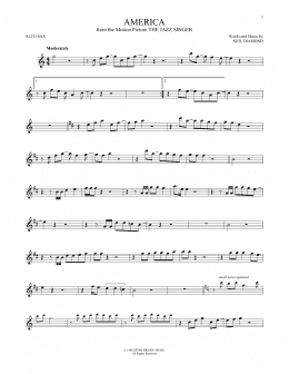 page one of America (Alto Sax Solo)