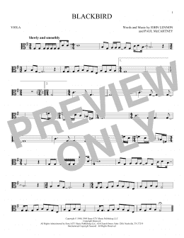 page one of Blackbird (Viola Solo)