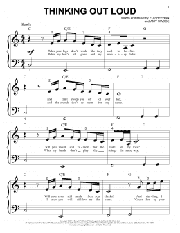 page one of Thinking Out Loud (Big Note Piano)