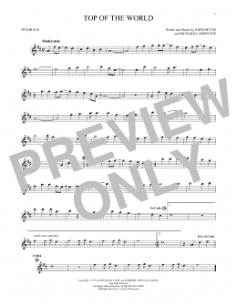 page one of Top Of The World (Tenor Sax Solo)