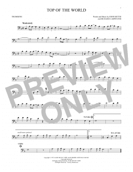 page one of Top Of The World (Trombone Solo)