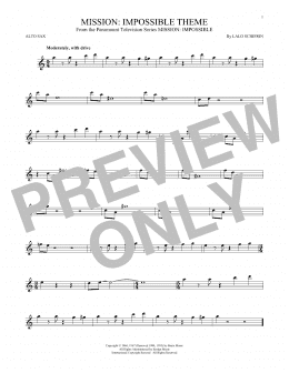 page one of Mission: Impossible Theme (Alto Sax Solo)