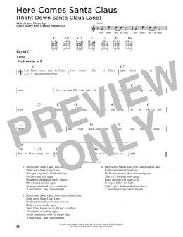 page one of Here Comes Santa Claus (Right Down Santa Claus Lane) (Guitar Cheat Sheet)