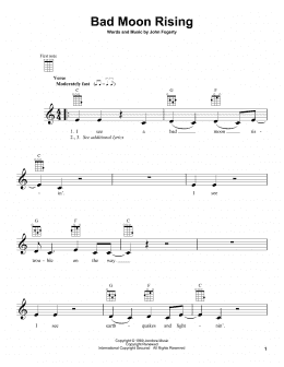 page one of Bad Moon Rising (Ukulele)