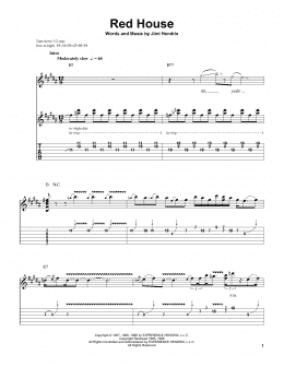 page one of Red House (Easy Guitar Tab)