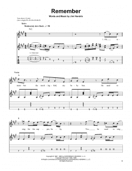 page one of Remember (Easy Guitar Tab)