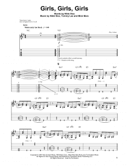 page one of Girls, Girls, Girls (Guitar Tab (Single Guitar))