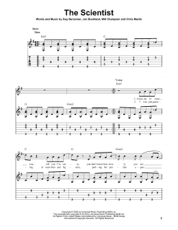 page one of The Scientist (Solo Guitar)