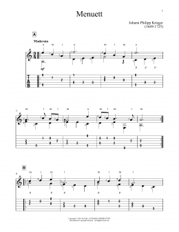 page one of Minuet (Guitar Tab)