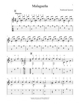 page one of Malaguena (Solo Guitar)