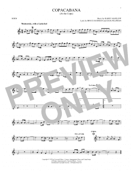 page one of Copacabana (At The Copa) (French Horn Solo)