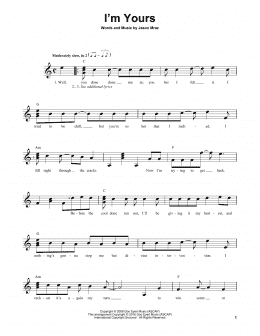 page one of I'm Yours (Easy Guitar)