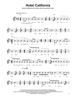 page one of Hotel California (Easy Guitar)