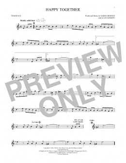 page one of Happy Together (Tenor Sax Solo)