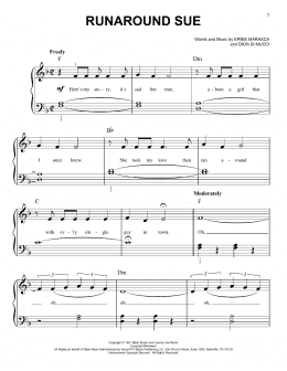 page one of Runaround Sue (Very Easy Piano)