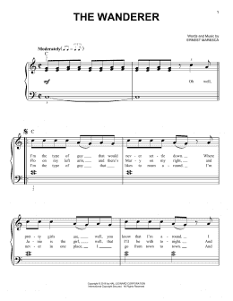 page one of The Wanderer (Very Easy Piano)