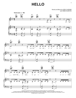 page one of Hello (Piano, Vocal & Guitar Chords + Backing Track)