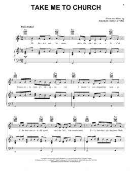 page one of Take Me To Church (Piano, Vocal & Guitar Chords + Backing Track)