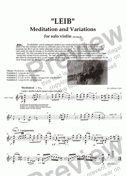 page one of LEIB: MEDITATION & VARIATIONS for VIOLIN SOLO