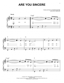 page one of Are You Sincere (Very Easy Piano)