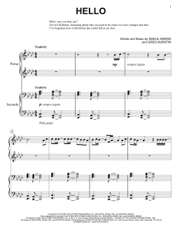 page one of Hello (Piano Duet)