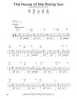 page one of The House Of The Rising Sun (Banjo Tab)