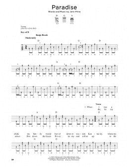 page one of Paradise (Banjo Tab)