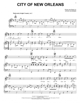 page one of City Of New Orleans (Piano, Vocal & Guitar Chords (Right-Hand Melody))