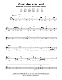 page one of Great Are You Lord (Easy Guitar)