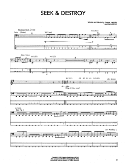 page one of Seek & Destroy (Bass Guitar Tab)