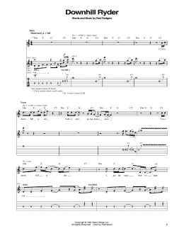 page one of Downhill Ryder (Guitar Tab)