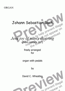 page one of Bach - Jesu joy of man’s desiring for organ solo