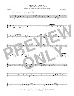 page one of The Odd Couple (Clarinet Solo)