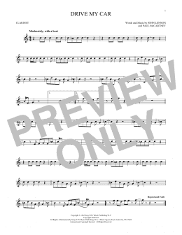 page one of Drive My Car (Clarinet Solo)