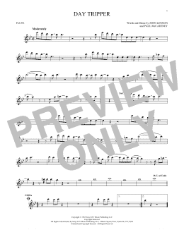 page one of Day Tripper (Flute Solo)