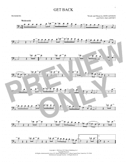 page one of Get Back (Trombone Solo)