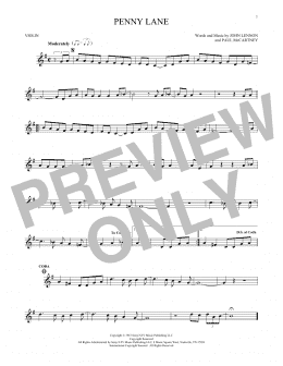 page one of Penny Lane (Violin Solo)