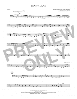 page one of Penny Lane (Cello Solo)